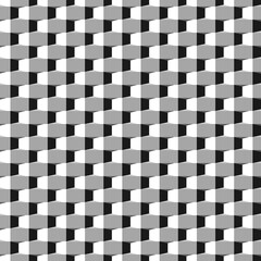 Vector seamless geometric 3d texture. Decorative black and white endless background. Monochrome tileable illusion pattern