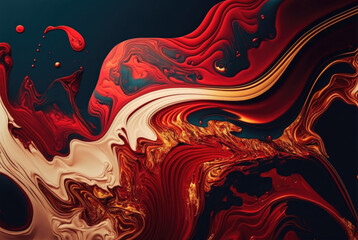 Acrylic fluid texture background red art . Generative AI