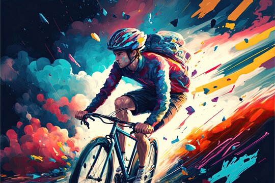 Cycling abstract art top