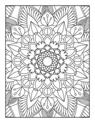 Mandala Coloring Book For Adult. Mandala Coloring Pages. Mandala Coloring Book. Seamless vector pattern. Black and white linear drawing. coloring page for children and adults.