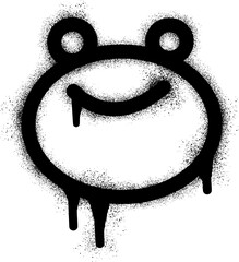Frog emoticon graffiti with black spray paint.