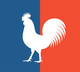 French rooster logo. Isolated rooster on white background