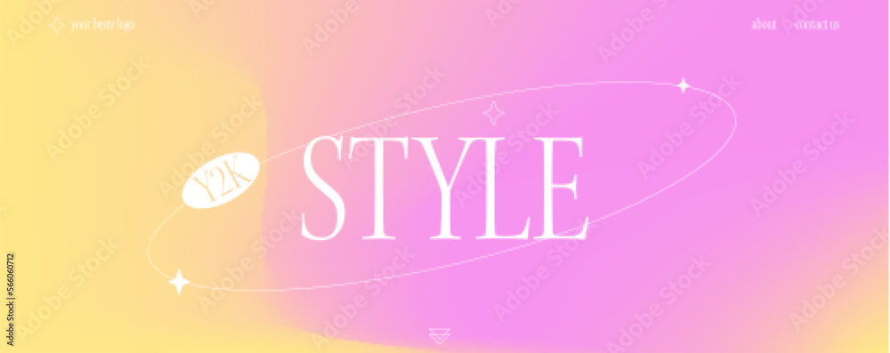 Poster a trendy landing page with y2k aesthetics. modern banner with blurred gradient, stylish brutalistic 