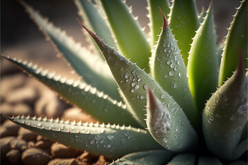 close up of aloe vera plant. .
