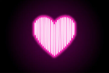 Neon glowing heart symbol icon love valentines 