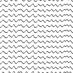Jagged stripes seamless pattern. Curved lines ornament. Curves print. Striped background. Broken line shapes wallpaper. Linear waves motif. Wavy stripe figures. Ethnical textile print. Vector art.