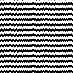 Jagged stripes seamless pattern. Curved lines ornament. Curves print. Striped background. Broken line shapes wallpaper. Linear waves motif. Wavy stripe figures. Ethnical textile print. Vector art
