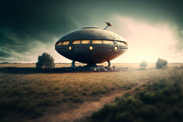 Fototapeta na wymiar Alien Ship - Alien Abduction - Created with Generative AI technology.