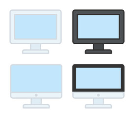 Computer monitors vector icon set
