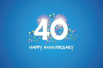 40th anniversary on blue background