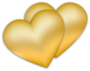 Gold Twin Couple Hearts