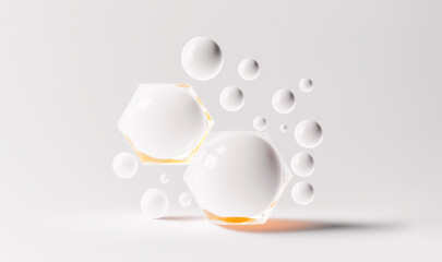 White and yellow molecules cosmetic beauty product formula ingredient with oil AI Generated