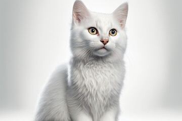 Naklejka na ściany i meble White cat furry cat, fluffy cat - Created with Generative AI technology.