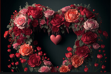 Heart of flowers frame