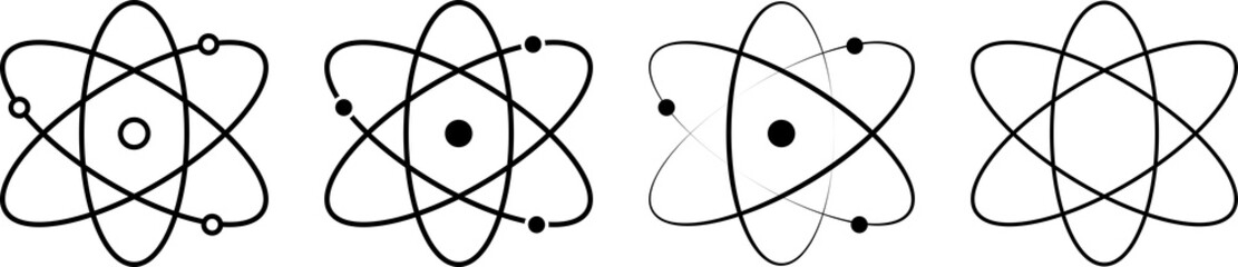 Atom icon set. Molecule symbols. PNG © WorldArt