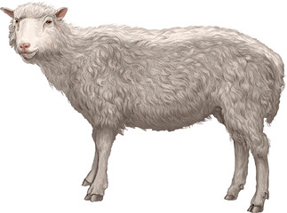 Sheep lying bleating curls wool hooves village farm