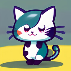cute cat dancing - generative ai illustration