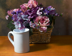 coffe with flowers on a winters day