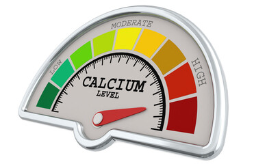 Calcium level measuring scale with color indicator