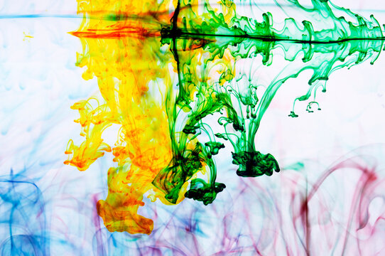 Food coloring makes abstract patterns in water, Lake Tahoe, California.