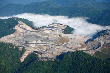 Aerial view of Kayford Mountain mountaintop removal (MTR) coal mine operation