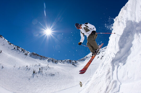 Man skiing, Snowbird, Utah.