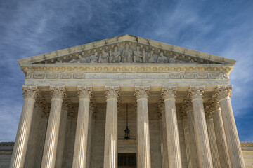 Facade of the United States Supreme Court Building on a sunny Day