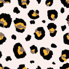 Seamless hand draw leopard pattern, watercolor leopard skin.