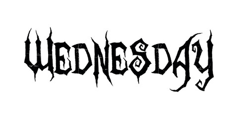 Wednesday emblem word of letters in Gothic style black font