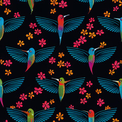 seamless pattern with BIRDS FLORAL