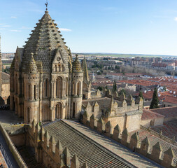 One of the areas of the cathedral of Salamanca and views of the city in the afternoon.