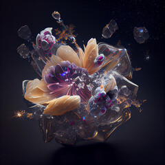 Crystallized flowers in space generative ai