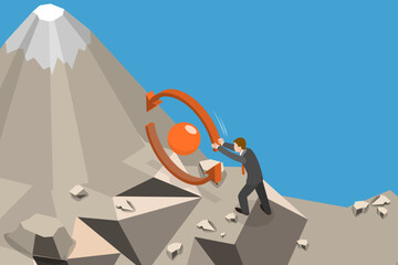 Fototapeta premium 3D Isometric Flat Vector Conceptual Illustration of Consistency Circle, Effective Work Tool