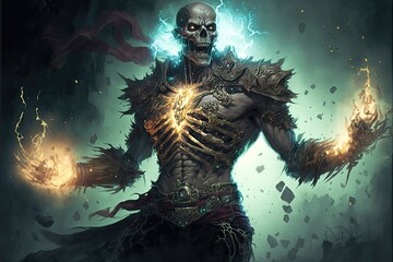 Undead unleashing malevolent power from a shattered chest  - AI Generated