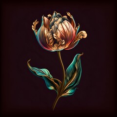 tulips luxury leaves illustration design 