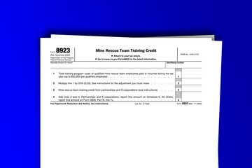 Form 8923 documentation published IRS USA 43902. American tax document on colored