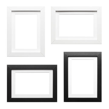 Set of white and black empty frames cut out