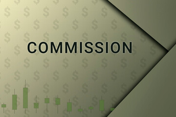 concession  logo. Inscription concession . Background on an economic theme. Charts and dollar sign on a beige background. concession  text close up. Financial text.