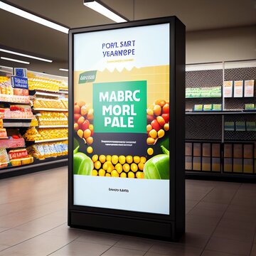 Blank Poster Frame Template Digital Screen For Supermarket