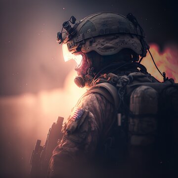 soldier, military, background, dramatic scene, high detailed, realistic, sharp focus, volumetric lights, cinematic lights, high resolution