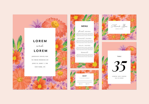 Wedding Collection with Floral Illustrations