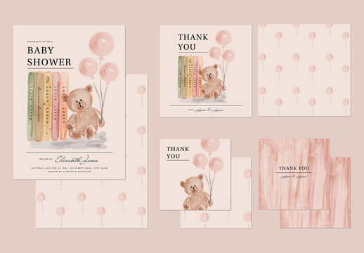 Baby Shower Invitation Collection with Bear