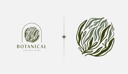 Abstract Plant Botanical Flower Line Art Line Drawing. Universal creative premium symbol. Vector illustration. Creative Minimal design template