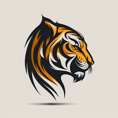 A flat logo of a tiger head