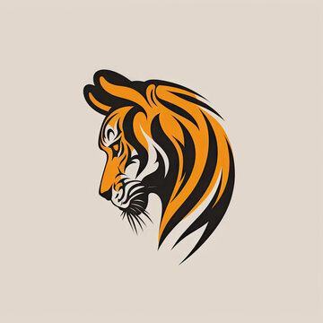 A flat logo of a tiger head