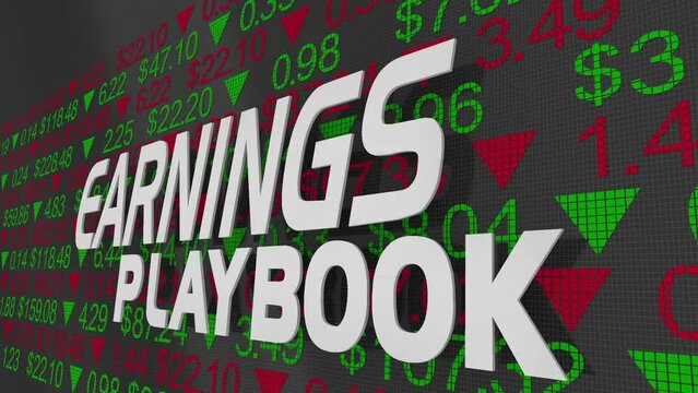 Earnings Playbook Stock Market Share Prices Quarterly Results Report 3d Animation