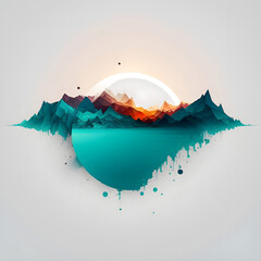 generative AI, abstract landscape colorful mountains, illustration type