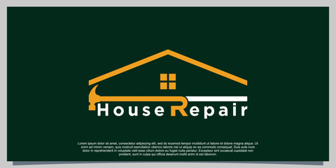 house repair logo design with hammer icon creative concept