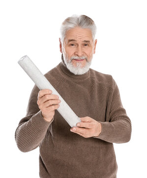 Man With Party Popper On White Background