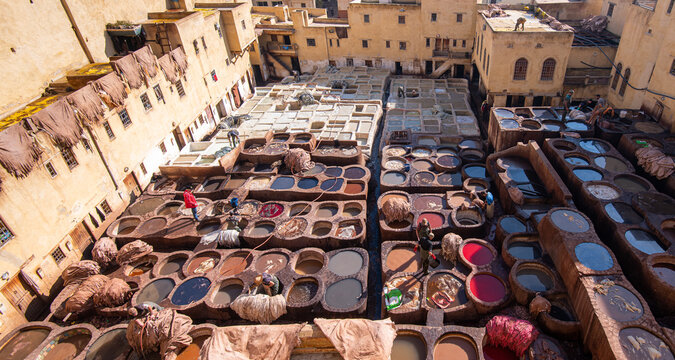 Chouara Tanneries in the morning Fes, Morocco